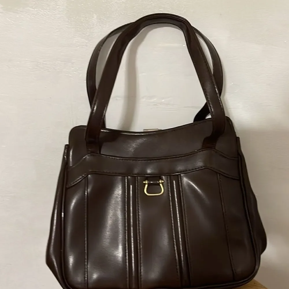 R.O. C. Vintage Elegant Brown  Vinyl  Handbag